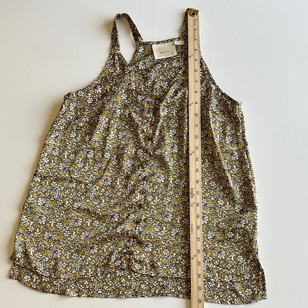 Maeve by Anthropology Green and Grey Patterned Silky Racerback Tank Top Size 4 - Picture 11 of 11